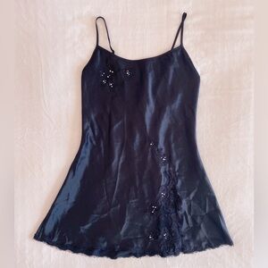 2005 Victoria’s Secret Black Satin and Lace Babydoll Slip Dress